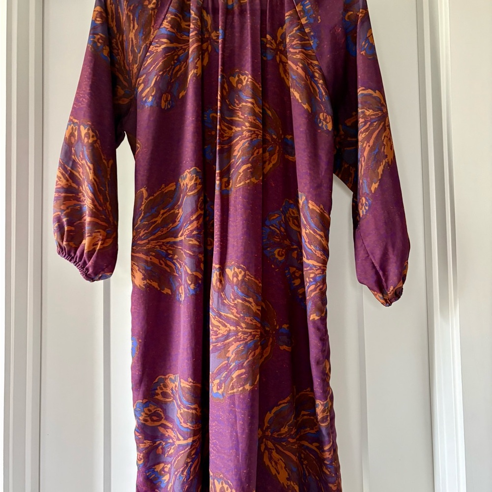 Tucker for Target Medium Sized Elegant Purple and Orange Floral Dress. - Picture 2 of 5